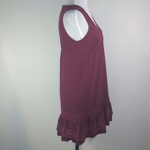 Billabong Burgundy Deep Purple V-Neck Lace Detail Y2K Dress Size Small - Picture 2 of 9